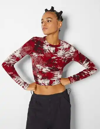 Bershka T-shirt manga comprida estampado borboleta promoção