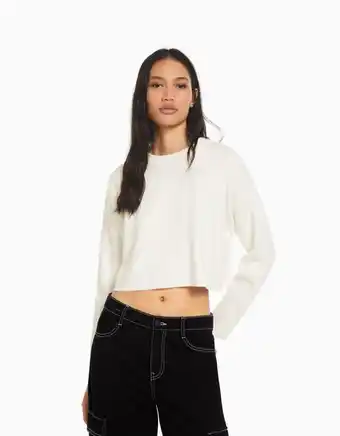 Bershka Camisola de decote redondo em malha promoção