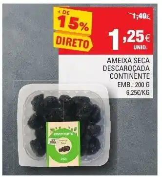 Continente Ameixa Seca Descaroçada Continente 200g promoção