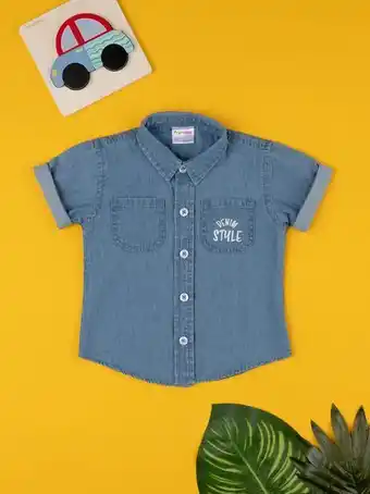 Prénatal Camisa de camisa de ganga azul bebé - prénatal promoção