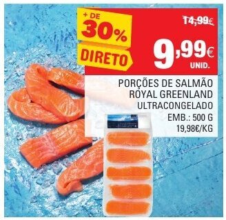 Continente Porções de Salmão ROyal Greenland Ultracongelado 500g promoção