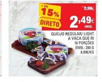 Continente Queijo Regular/Light a Vaca Que ri 280g promoção