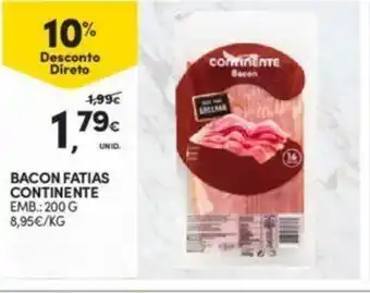 Continente Bacon Fatias Continente 200g promoção