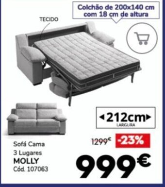 Conforama Sofá Cama 3 Lugares Molly promoção