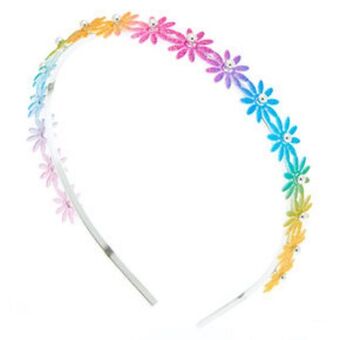 Claire's Rainbow glitter daisy headband promoção
