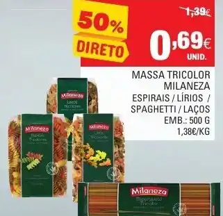 Continente Massa Tricolor Milaneza 500g promoção