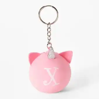Claire's Initial unicorn stress ball keychain - pink, x promoção