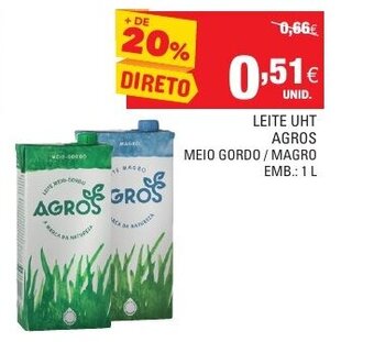 Continente Leite UHT Agros 1L promoção