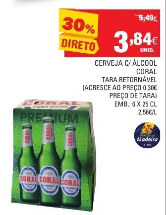Continente Cerveja C/ Álcool Coral promoção