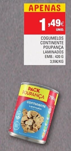 Continente Cogumelos Continente Poupança 420g promoção