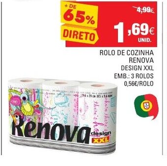 Continente Rolo de Cozinha Renova Design XXL 3 Rolos promoção