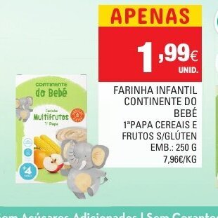 Continente Farinha Infantil Continente do Bebé 250g promoção