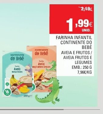 Continente Farinha Infantil Continente do Bebé 250g promoção