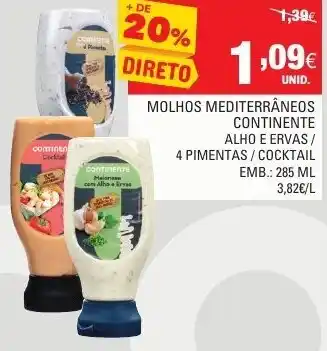 Continente Molhos Mediterrâneos Continente 285ml promoção
