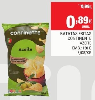 Continente Batatas Fritas Continente Azeite 150g promoção