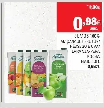 Continente Sumos 100% 1.5L promoção