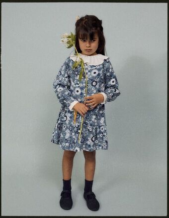 Zippy Vestido de algodão motivo floral para menina, azul/branco promoção