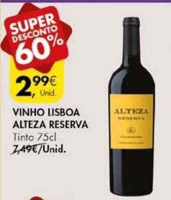 Pingo Doce Vinho Lisboa Alteza Reserva 75cl promoção