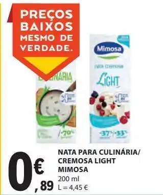 E.Leclerc Nata para culinária/ cremosa light mimosa 200ml promoção