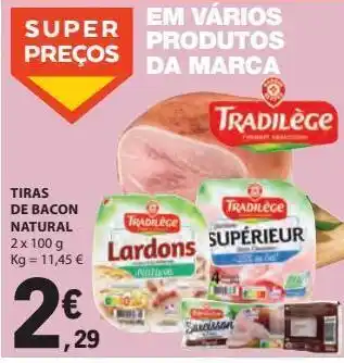 E.Leclerc Tiras de bacon natural 2x100g promoção