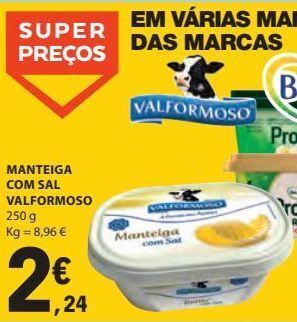 E.Leclerc Manteiga com sal valformoso 250g promoção