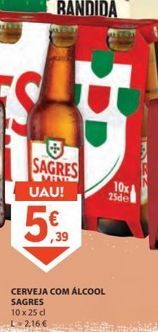 E.Leclerc Cerveja com àlcool sagres 10x25cl promoção