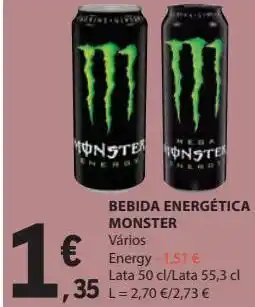E.Leclerc Bebida energètica monster 50cl promoção