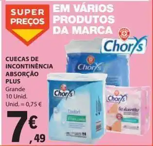 E.Leclerc Cuecas de incontinência absorção plus 10unid. promoção