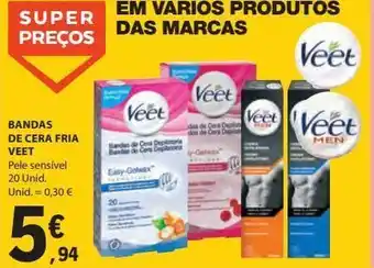Bandas e cera fria veet 20unid.