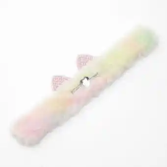 Claire's Furry pastel rainbow cat slap bracelet promoção