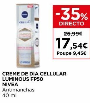 El Corte Inglés Creme facial nivea promoção