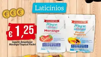 GidaCarnes Supermercados Iogurte Amanhecer Morango/ Tropical Pack 4 promoção