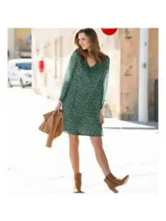 Venca Vestido evasé com tule estampado promoção