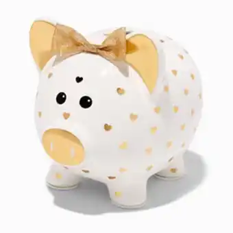 Claire's Claire's club gold heart polka dot piggy bank promoção