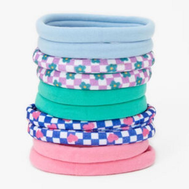 Promoção Daisy check rolled hair ties (10 pack) em Claire's