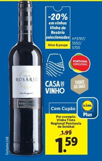Lidl Vinho Tinto Regional Península de Setúbal promoção