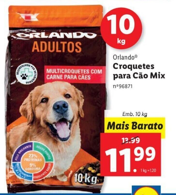 Promoção Orlando Croquetes para Cão Mix em Lidl