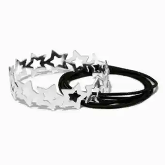 Claire's Silver star cuff & black stretch multi-strand bracelet set (2 pack) promoção