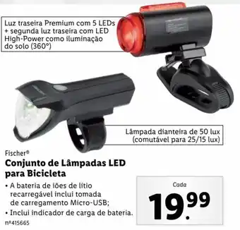Lidl Fischer Conjunto de Lâmpada Led para Bicicleta promoção