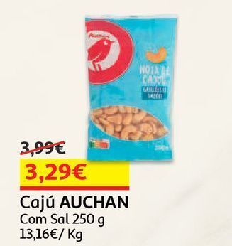 Cajú auchan com sal 250 g