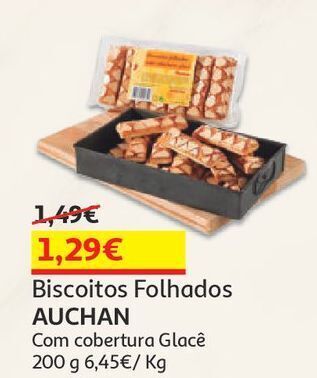 Biscoitos folhados auchan c/cobertura glacê 200 gr