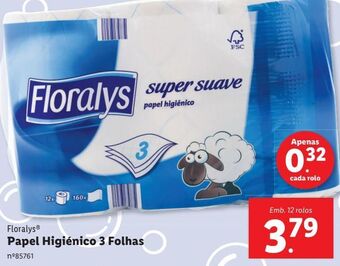 Lidl Papel higiênico floralys promoção