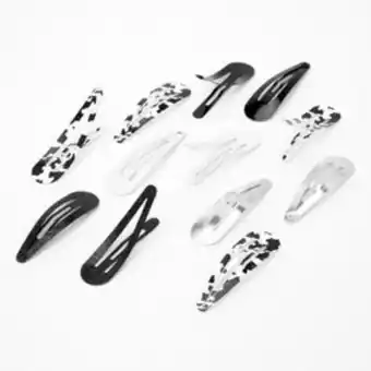 Claire's Black & white snap hair clips - 10 pack promoção