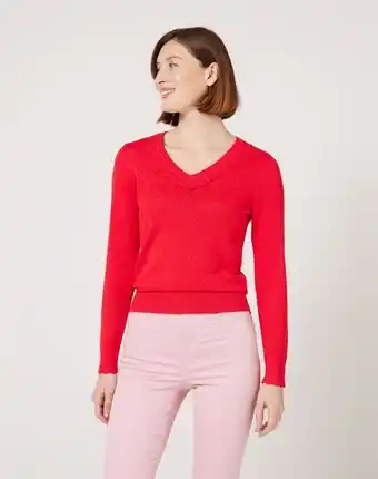 Naf Naf Jersey fino calado color rojo promoção