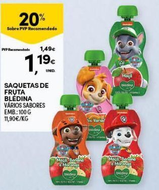 Continente Bom dia Polpa de frutas blédina promoção