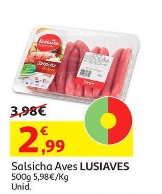 Auchan Salsichas aves lusiaves 500gr promoção