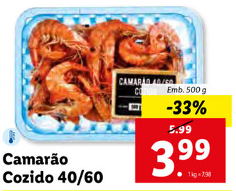 Lidl Camarão Cozido 40/60 500g promoção