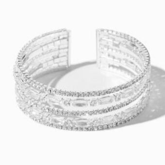 Claire's Silver rhinestone glam cuff bracelet promoção
