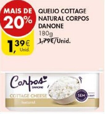 Pingo Doce Queijo Cottage Natural Corpos Danone 180g promoção