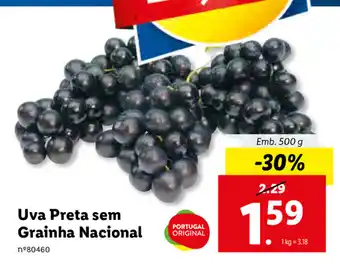 Lidl Uva Preta sem Grainha Nacional 500g promoção